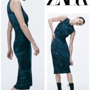 Zara Tie Dye Print Knit Midi Dress